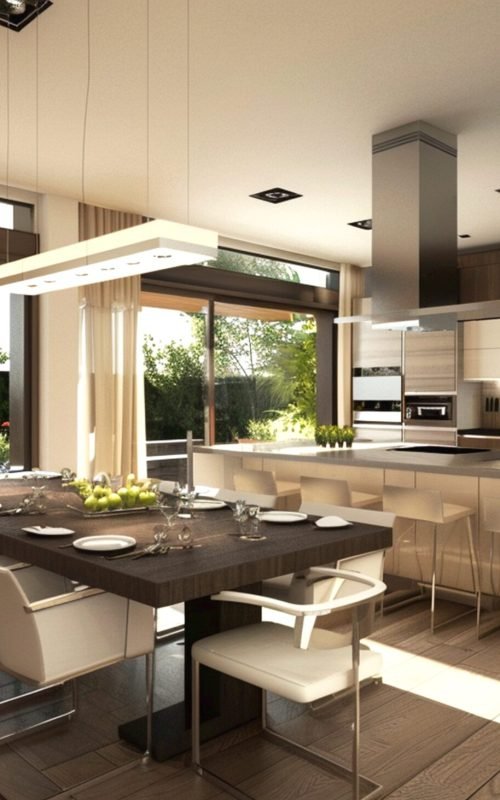 Luxury modern kitchen with dining area